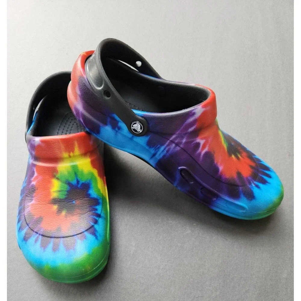 Crocs Bistro Clogs Mens 11 Tie Dye Groovy Non Slip Pride Work  Shoe Restaurant